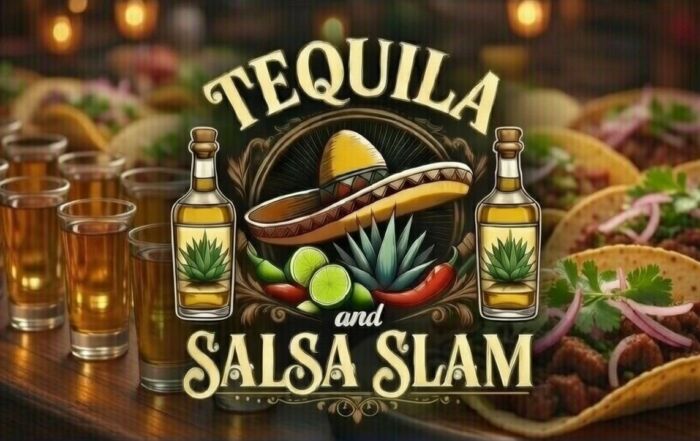 Tequila and Salsa Slam 2026 Cinco de Mayo celebration featuring tequila tastings, tacos, salsa, and live entertainment at The Meadow Barn